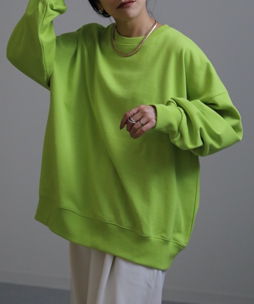 ap retro（アプレトロ）の「2022/新作 カラーオーバーサイズスウェットプルオーバー（スウェット・レディース・ブラック/ピンク/グリーン/ライトグリーン・FREE）」の7枚目の写真