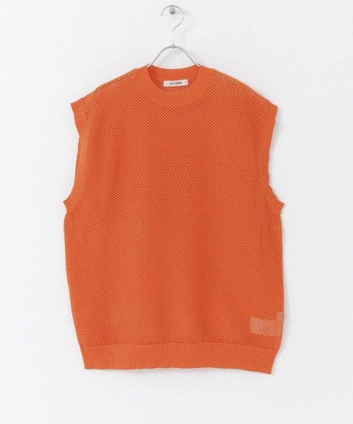 HEYUMM(ヘユム)の「カラフルメッシュニットベスト(ニット/セーター・メンズ・ブラック/オレンジ/ブルー・ONE)」の1枚目の写真