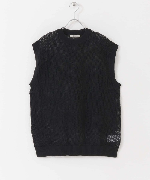 HEYUMM(ヘユム)の「カラフルメッシュニットベスト(ニット/セーター・メンズ・ブラック/オレンジ/ブルー・ONE)」の2枚目の写真