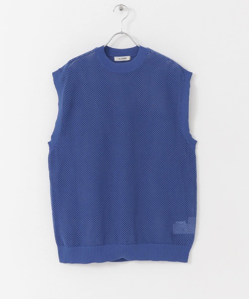 HEYUMM(ヘユム)の「カラフルメッシュニットベスト(ニット/セーター・メンズ・ブラック/オレンジ/ブルー・ONE)」の5枚目の写真