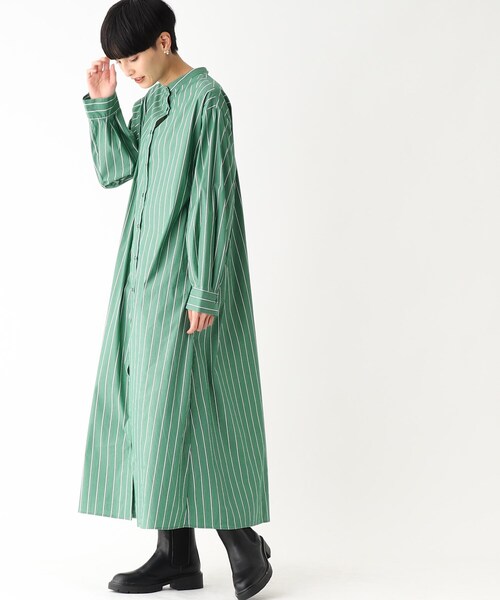 OPAQUE.CLIP(オペークドットクリップ)の「◆ストレッチタイプライター シャツワンピース(ワンピース・レディース・パープル系2/ブルー系7/ダークグリーン系2・36/40/38)」の2枚目の写真