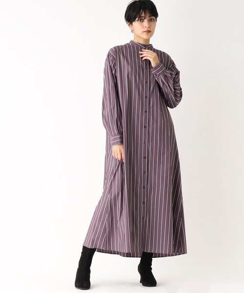 OPAQUE.CLIP(オペークドットクリップ)の「◆ストレッチタイプライター シャツワンピース(ワンピース・レディース・パープル系2/ブルー系7/ダークグリーン系2・36/40/38)」の3枚目の写真