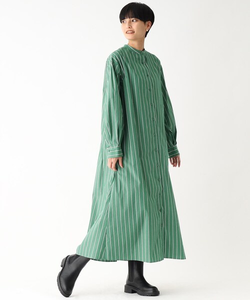 OPAQUE.CLIP(オペークドットクリップ)の「◆ストレッチタイプライター シャツワンピース(ワンピース・レディース・パープル系2/ブルー系7/ダークグリーン系2・36/40/38)」の4枚目の写真