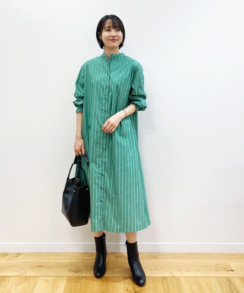 OPAQUE.CLIP(オペークドットクリップ)の「◆ストレッチタイプライター シャツワンピース(ワンピース・レディース・パープル系2/ブルー系7/ダークグリーン系2・36/40/38)」の6枚目の写真