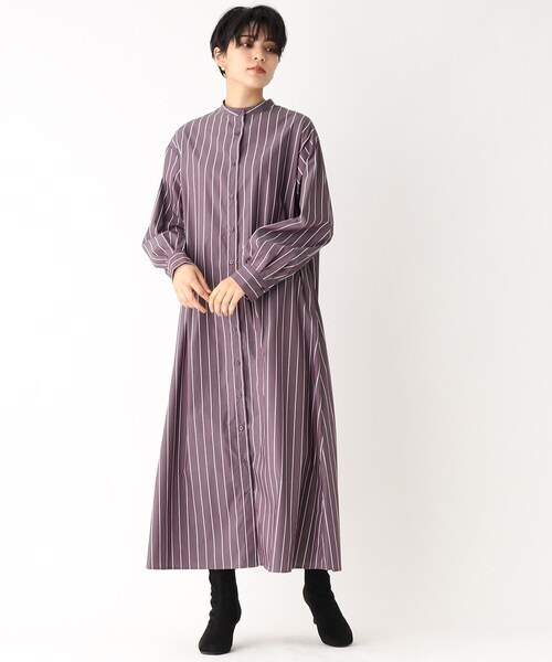 OPAQUE.CLIP(オペークドットクリップ)の「◆ストレッチタイプライター シャツワンピース(ワンピース・レディース・パープル系2/ブルー系7/ダークグリーン系2・36/40/38)」の8枚目の写真