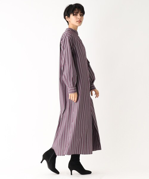 OPAQUE.CLIP(オペークドットクリップ)の「◆ストレッチタイプライター シャツワンピース(ワンピース・レディース・パープル系2/ブルー系7/ダークグリーン系2・36/40/38)」の9枚目の写真