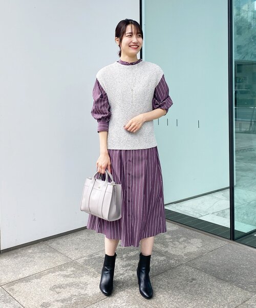 OPAQUE.CLIP(オペークドットクリップ)の「◆ストレッチタイプライター シャツワンピース(ワンピース・レディース・パープル系2/ブルー系7/ダークグリーン系2・36/40/38)」の22枚目の写真