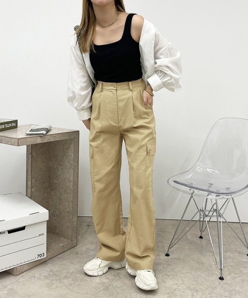 apres jour(アプレジュール)の「ハイウエストミリタリーパンツ【ZOZOTOWN限定アイテム】(その他パンツ・レディース・ピンク/ベージュ/カーキ・フリー/X-LARGE)」の9枚目の写真
