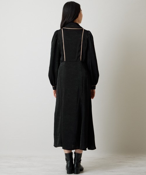 A de a.v.v（アードアー・ヴェ・ヴェ）の「バイカラーパイピングサテンワンピース（ワンピース・レディース・ブラック/ベージュ・MEDIUM/SMALL）」の8枚目の写真