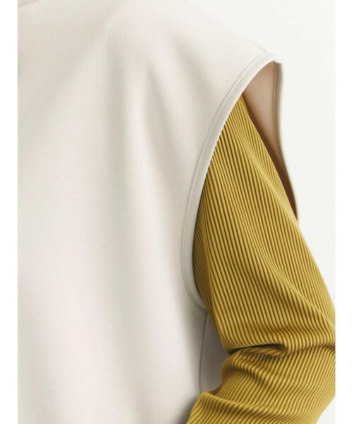 Green　Parks（グリーンパークス）の「合皮パイピングベスト*（ベスト・レディース・ベージュ/ブラック・FREE）」の10枚目の写真