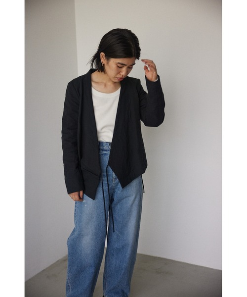 BLACK BY MOUSSY(ブラックバイマウジー)の「cashe-couer jacket(カシュクールジャケット)(その他アウター・レディース・オフホワイト/ブラック・2/1)」の7枚目の写真