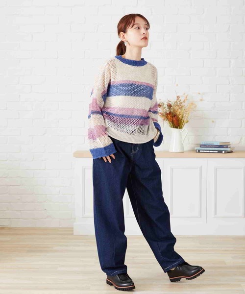 acro(アクロ)の「ハイウエストタックワイドバルーンデニムパンツ/AC2706(デニムパンツ・レディース・ライトブルー/ブルー・S/M)」の3枚目の写真