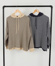 Isn't She?（イズントシー）の「ボーダーニットフードプルオーバー（ニット/セーター）」