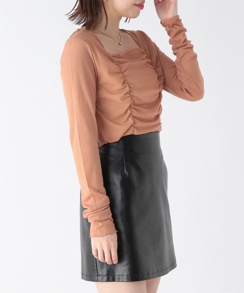 Heather（ヘザー）の「スクエアシアーインナー　172649（Tシャツ/カットソー・レディース・ピンク/チャコールグレー/ブラウン・FREE）」の14枚目の写真