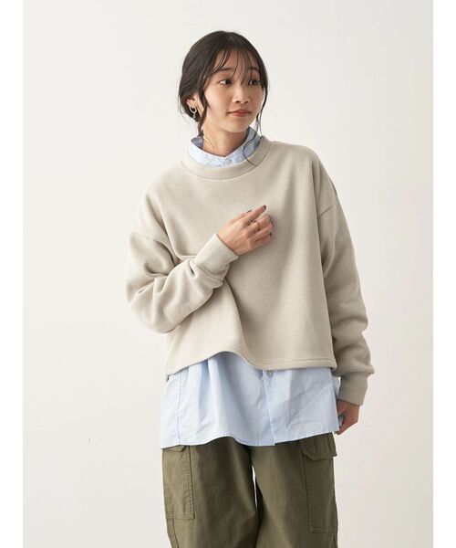 CRAFT STANDARD BOUTIQUE(クラフトスタンダードブティック)の「ニットフリースプルオーバー(ニット/セーター・レディース・ブラック/グレイッシュベージュ/アイボリー/チャコールグレー・FREE)」の12枚目の写真