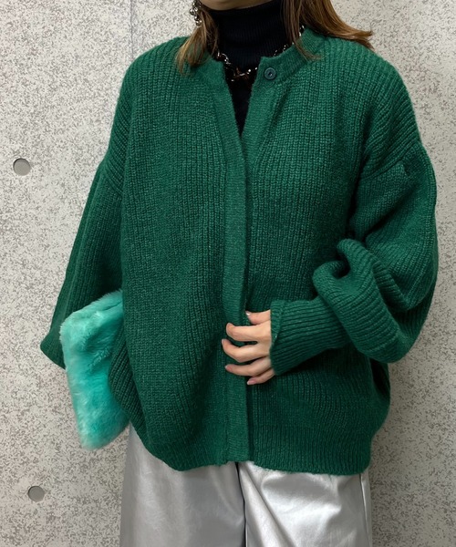 mi via loca（ミヴィアロカ）の「ニットウール混パフスリーブカーディガン（カーディガン/ボレロ・レディース・グリーン/マスタード/グレー・FREE）」の5枚目の写真