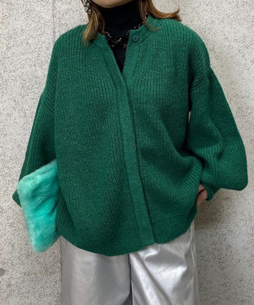 mi via loca（ミヴィアロカ）の「ニットウール混パフスリーブカーディガン（カーディガン/ボレロ・レディース・グリーン/マスタード/グレー・FREE）」の6枚目の写真