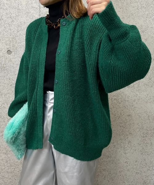 mi via loca（ミヴィアロカ）の「ニットウール混パフスリーブカーディガン（カーディガン/ボレロ・レディース・グリーン/マスタード/グレー・FREE）」の9枚目の写真