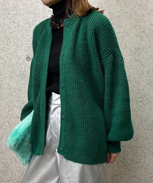 mi via loca（ミヴィアロカ）の「ニットウール混パフスリーブカーディガン（カーディガン/ボレロ・レディース・グリーン/マスタード/グレー・FREE）」の10枚目の写真