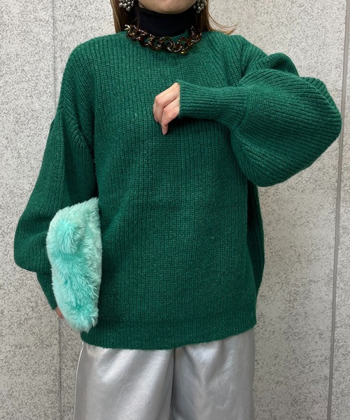 mi via loca（ミヴィアロカ）の「ニットウール混パフスリーブカーディガン（カーディガン/ボレロ・レディース・グリーン/マスタード/グレー・FREE）」の14枚目の写真