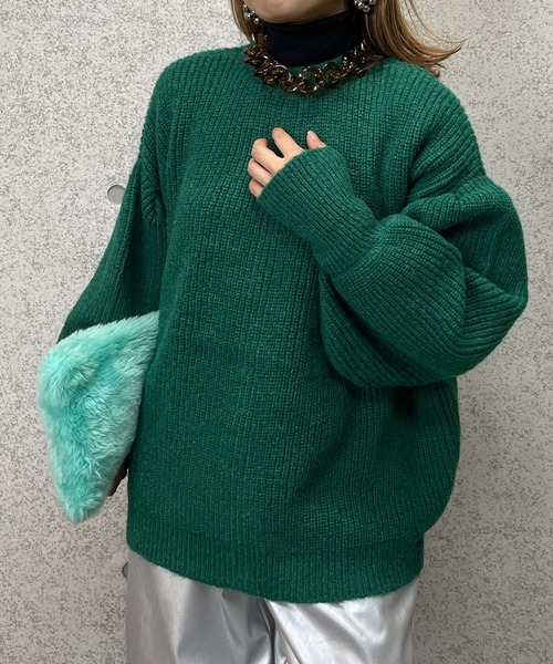 mi via loca（ミヴィアロカ）の「ニットウール混パフスリーブカーディガン（カーディガン/ボレロ・レディース・グリーン/マスタード/グレー・FREE）」の16枚目の写真