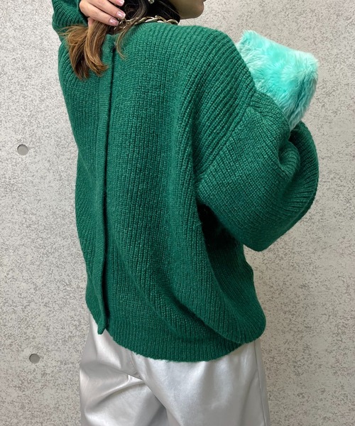 mi via loca（ミヴィアロカ）の「ニットウール混パフスリーブカーディガン（カーディガン/ボレロ・レディース・グリーン/マスタード/グレー・FREE）」の18枚目の写真