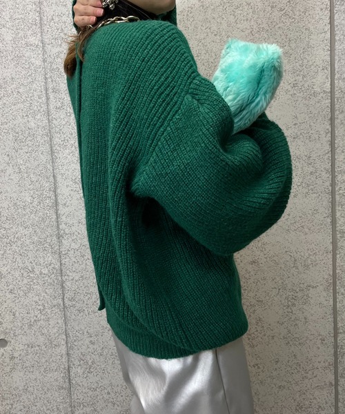 mi via loca（ミヴィアロカ）の「ニットウール混パフスリーブカーディガン（カーディガン/ボレロ・レディース・グリーン/マスタード/グレー・FREE）」の19枚目の写真