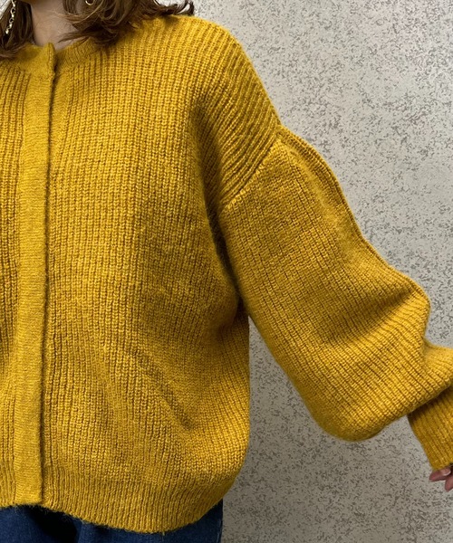 mi via loca（ミヴィアロカ）の「ニットウール混パフスリーブカーディガン（カーディガン/ボレロ・レディース・グリーン/マスタード/グレー・FREE）」の20枚目の写真