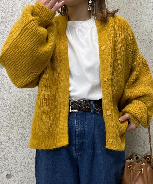mi via loca（ミヴィアロカ）の「ニットウール混パフスリーブカーディガン（カーディガン/ボレロ・レディース・グリーン/マスタード/グレー・FREE）」の21枚目の写真