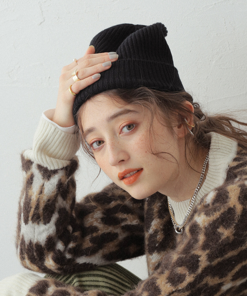 TWEED MILL（ツイードミル）の「【TWEEDMILL/ツイードミル】 Slouch beanie：ニットキャップ（ニットキャップ/ビーニー・レディース・ブラック/グレー・FREE）」の2枚目の写真