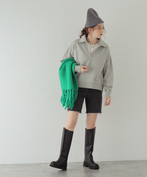 TWEED MILL（ツイードミル）の「【TWEEDMILL/ツイードミル】 Slouch beanie：ニットキャップ（ニットキャップ/ビーニー・レディース・ブラック/グレー・FREE）」の8枚目の写真