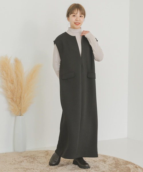 ITEMS URBANRESEARCH（アイテムズ アーバンリサーチ）の「インナーセットダンボールジャンスカ(セットアイテム)（ワンピース・レディース・アイボリー/ブラック/モカ・FREE）」の20枚目の写真