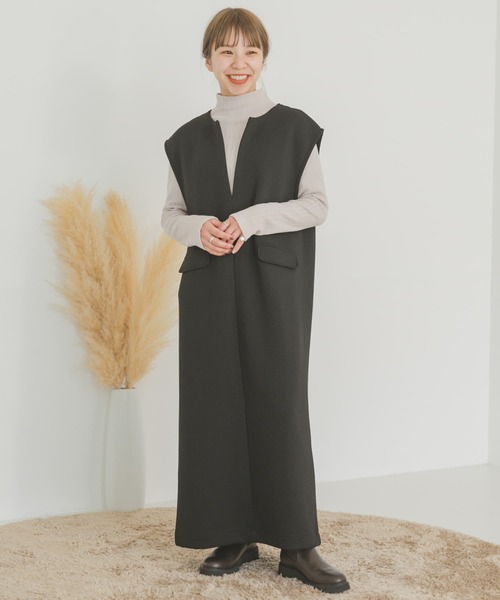 ITEMS URBANRESEARCH（アイテムズ アーバンリサーチ）の「インナーセットダンボールジャンスカ(セットアイテム)（ワンピース・レディース・アイボリー/ブラック/モカ・FREE）」の21枚目の写真