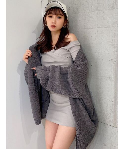 GYDA（ジェイダ）の「モールヤーン ケーブルニットカーディガン（カーディガン/ボレロ・レディース・チャコールグレー/ライトブルー/アイボリー・FREE）」の9枚目の写真