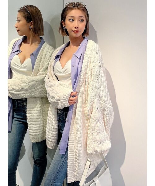 GYDA（ジェイダ）の「モールヤーン ケーブルニットカーディガン