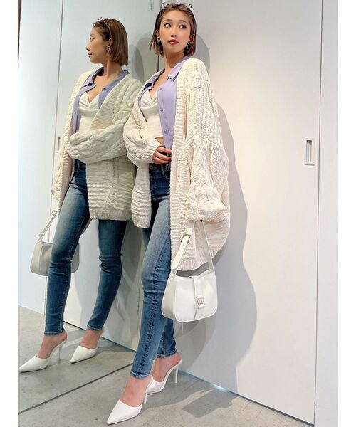 GYDA（ジェイダ）の「モールヤーン ケーブルニットカーディガン（カーディガン/ボレロ・レディース・チャコールグレー/ライトブルー/アイボリー・FREE）」の14枚目の写真