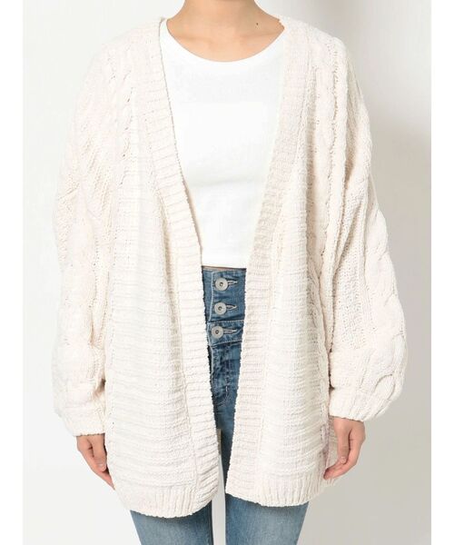 GYDA（ジェイダ）の「モールヤーン ケーブルニットカーディガン（カーディガン/ボレロ・レディース・チャコールグレー/ライトブルー/アイボリー・FREE）」の15枚目の写真