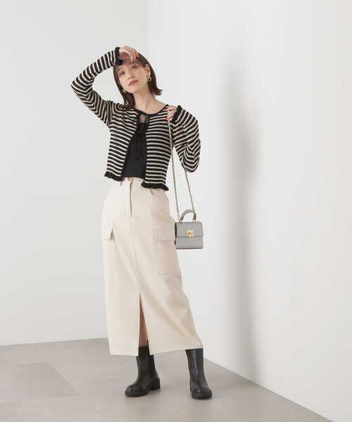 N.（N. Natural Beauty Basic）（エヌエヌナチュラルビューティーベーシック）の「◆シアーシャインリブカーディガン（カーディガン/ボレロ・レディース・オフホワイト/ピンク/ブラック系その他/ライトグリーン・MEDIUM）」の17枚目の写真