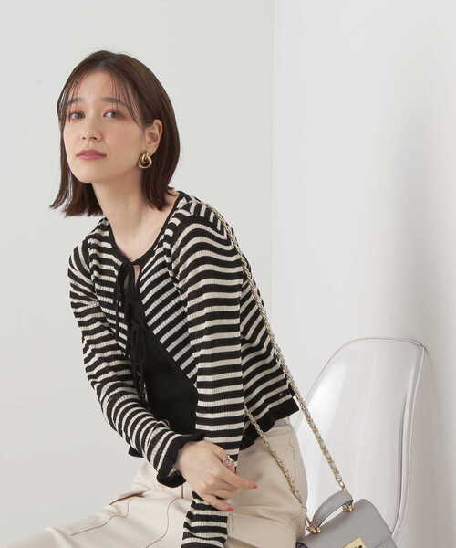 N.（N. Natural Beauty Basic）（エヌエヌナチュラルビューティーベーシック）の「◆シアーシャインリブカーディガン（カーディガン/ボレロ・レディース・オフホワイト/ピンク/ブラック系その他/ライトグリーン・MEDIUM）」の18枚目の写真