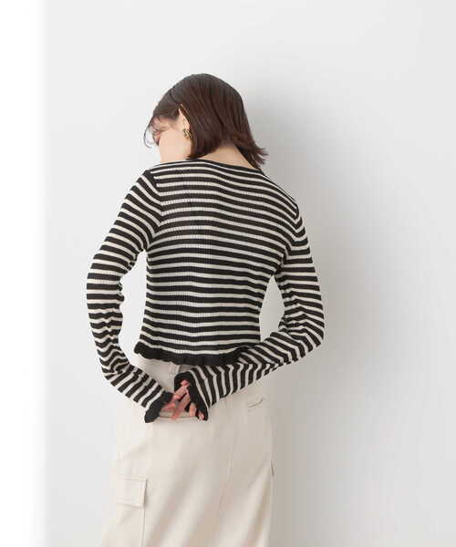 N.（N. Natural Beauty Basic）（エヌエヌナチュラルビューティーベーシック）の「◆シアーシャインリブカーディガン（カーディガン/ボレロ・レディース・オフホワイト/ピンク/ブラック系その他/ライトグリーン・MEDIUM）」の21枚目の写真