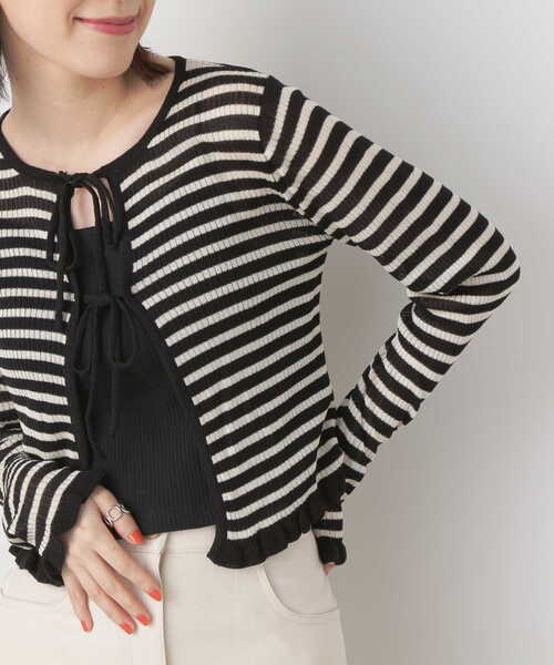 N.（N. Natural Beauty Basic）（エヌエヌナチュラルビューティーベーシック）の「◆シアーシャインリブカーディガン（カーディガン/ボレロ・レディース・オフホワイト/ピンク/ブラック系その他/ライトグリーン・MEDIUM）」の22枚目の写真