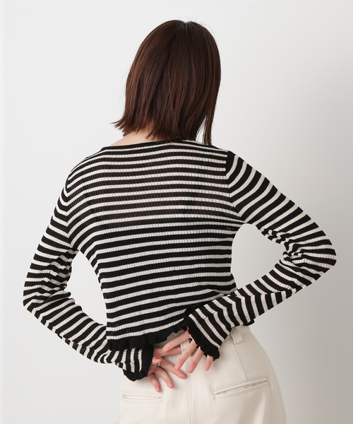 N.（N. Natural Beauty Basic）（エヌエヌナチュラルビューティーベーシック）の「◆シアーシャインリブカーディガン（カーディガン/ボレロ・レディース・オフホワイト/ピンク/ブラック系その他/ライトグリーン・MEDIUM）」の10枚目の写真