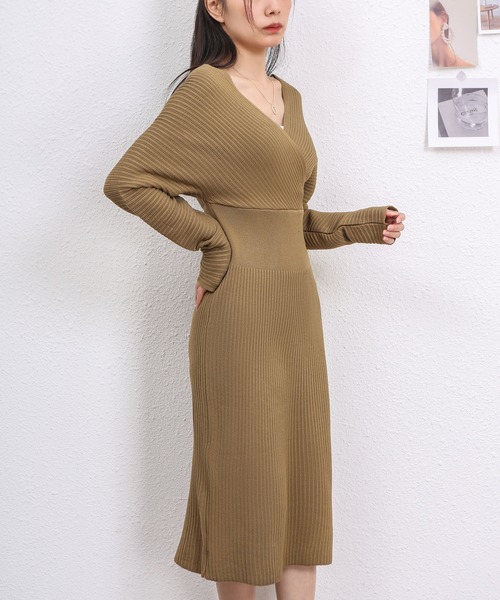 MAISON DE THERESE(メゾン ド テレーズ)の「Vネックニットワンピース(ワンピース・レディース・ブラック/パープル/Mustard/ベージュ・M)」の21枚目の写真
