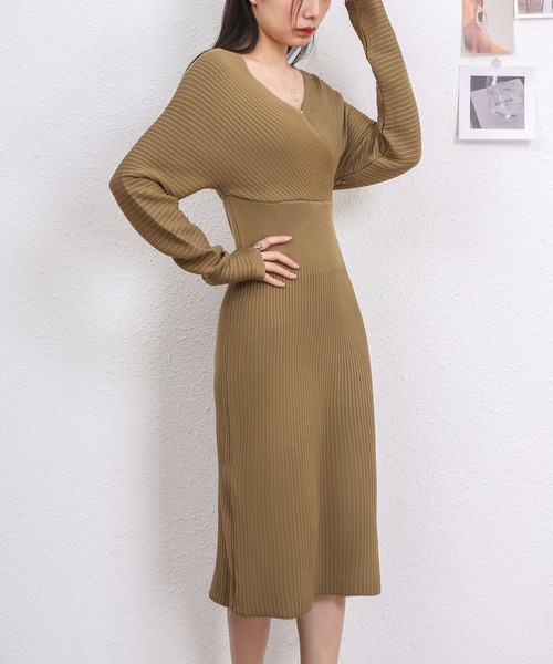 MAISON DE THERESE(メゾン ド テレーズ)の「Vネックニットワンピース(ワンピース・レディース・ブラック/パープル/Mustard/ベージュ・M)」の12枚目の写真