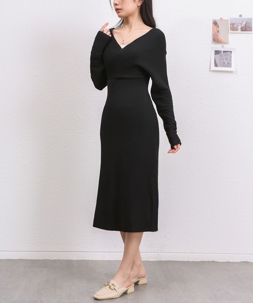 MAISON DE THERESE(メゾン ド テレーズ)の「Vネックニットワンピース(ワンピース・レディース・ブラック/パープル/Mustard/ベージュ・M)」の9枚目の写真