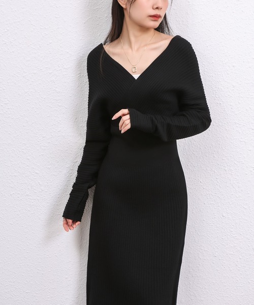 MAISON DE THERESE(メゾン ド テレーズ)の「Vネックニットワンピース(ワンピース・レディース・ブラック/パープル/Mustard/ベージュ・M)」の15枚目の写真