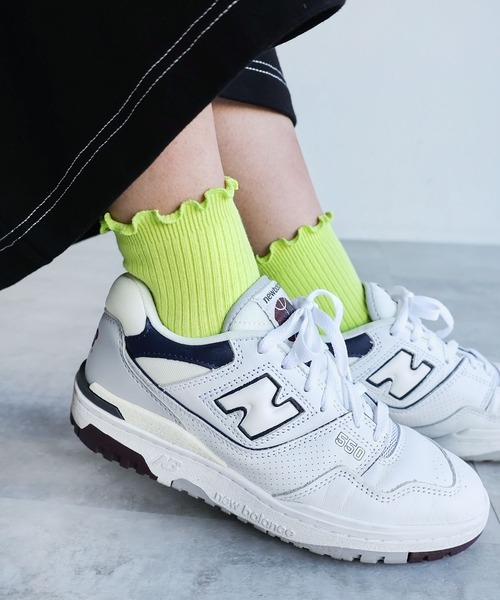 andme（アンドミー）の「メローリブソックス（ソックス/靴下・レディース・ホワイト/ライム/ピンク/ベージュ/ブラック・23-25cm）」の4枚目の写真