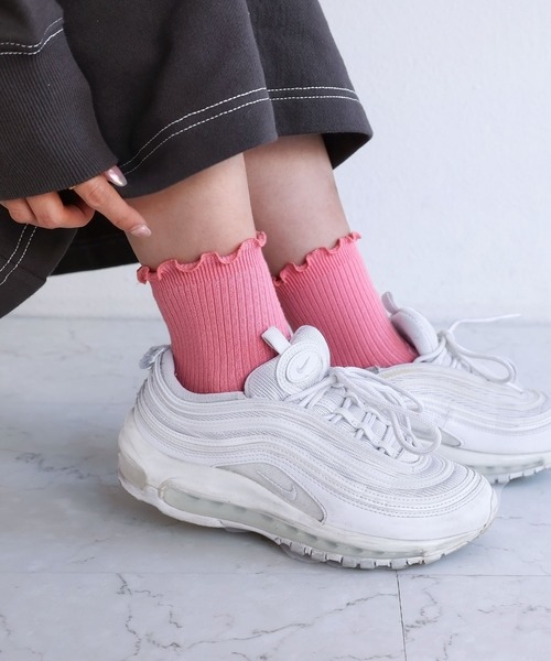 andme（アンドミー）の「メローリブソックス（ソックス/靴下・レディース・ホワイト/ライム/ピンク/ベージュ/ブラック・23-25cm）」の7枚目の写真