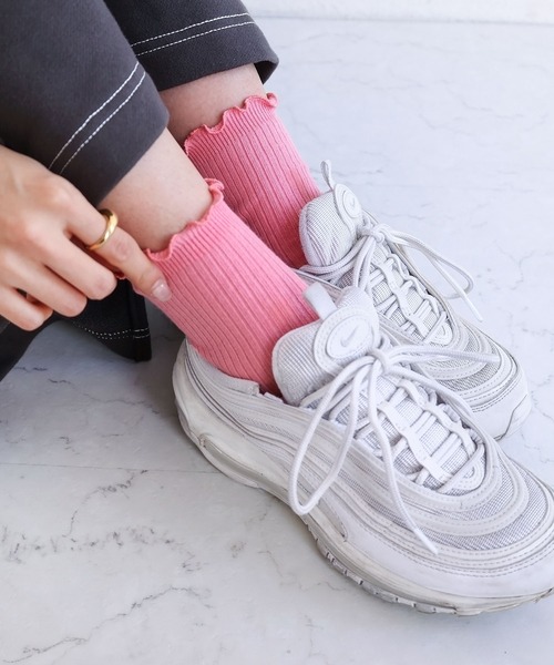 andme（アンドミー）の「メローリブソックス（ソックス/靴下・レディース・ホワイト/ライム/ピンク/ベージュ/ブラック・23-25cm）」の8枚目の写真