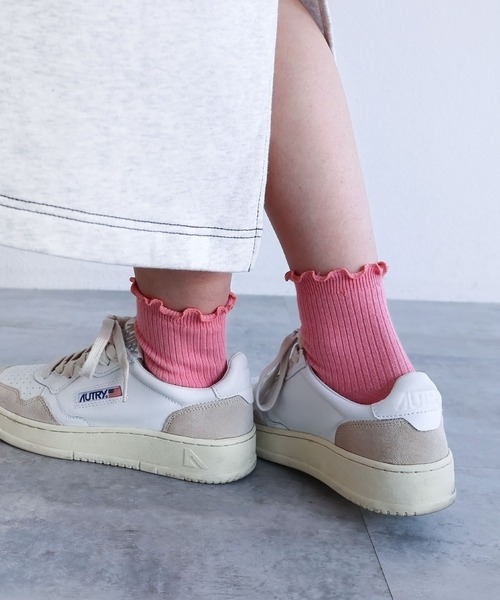 andme（アンドミー）の「メローリブソックス（ソックス/靴下・レディース・ホワイト/ライム/ピンク/ベージュ/ブラック・23-25cm）」の9枚目の写真